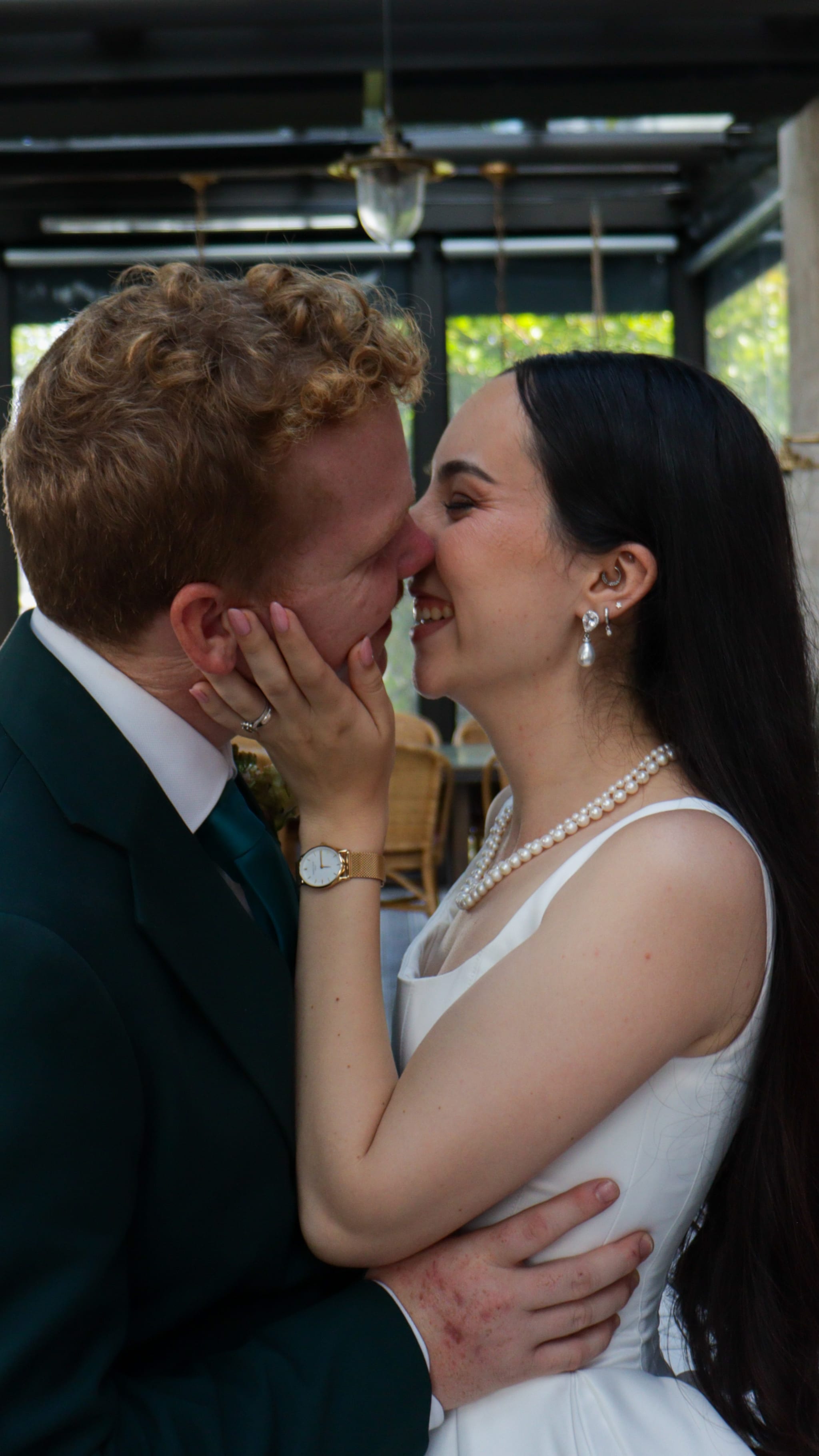 Husband and wife laughing
