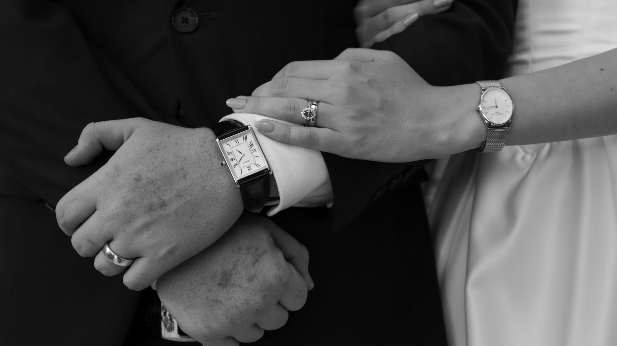 Husband and wife wedding bands